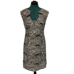Trina Turk 100% Cotton Black/White Abstract Print Sleeveless Sheath Dress Size 6